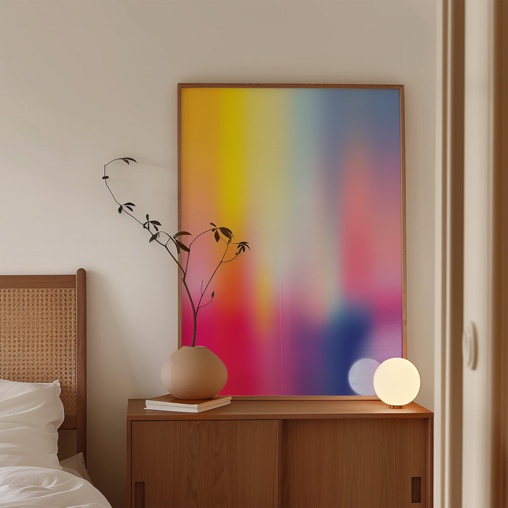 Rainbow Aura Art Print, Colorful Blur Poster, Dreamy Modern Wall Decor