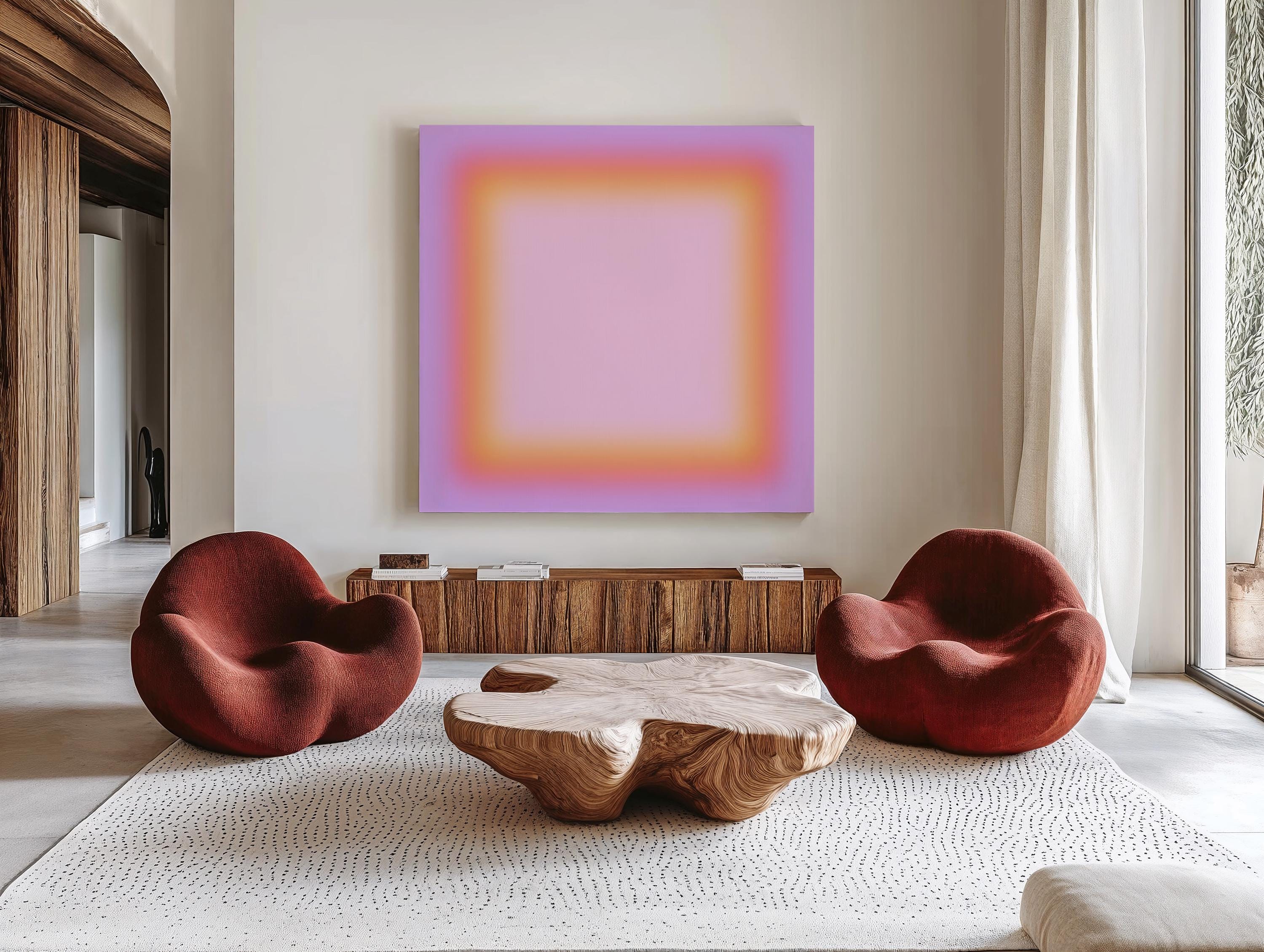 Lavender Orange Gradient Wall Art, Pastel Minimal Print, Modern Color Decor
