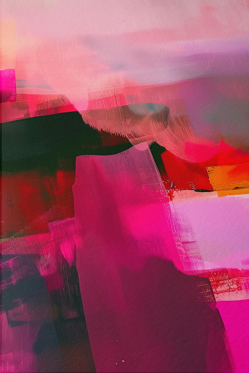 Magenta Pink Abstract Art Print, Pink Modern Wall Decor, Colorful Poster