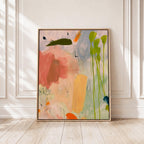Pastel Abstract Art Print, Coral Green Painterly Poster, Soft Modern Wall Decor