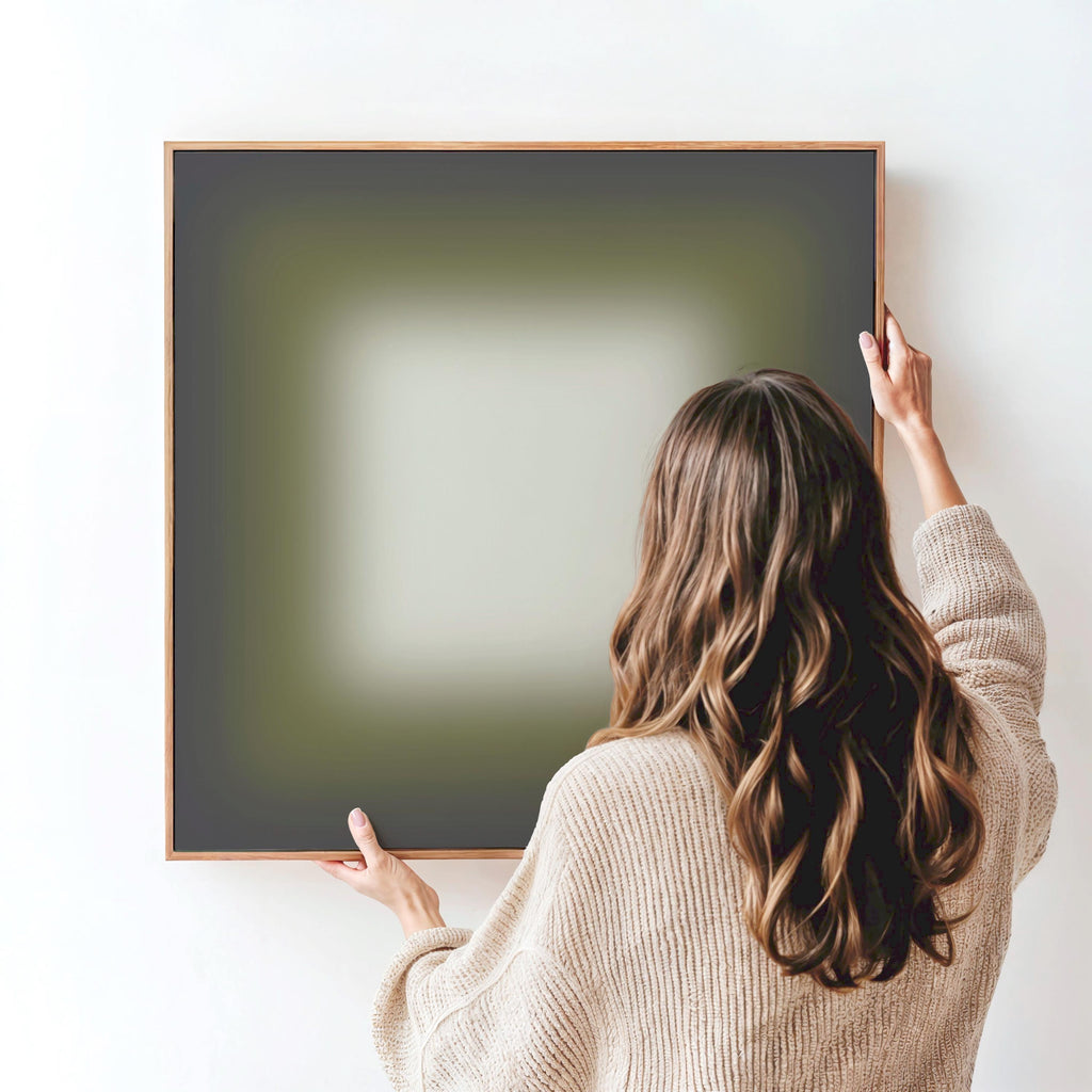 Olive Gray Gradient Abstract Print