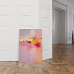 Pink Peach Abstract Landscape Art Print, Modern Pastel Wall Decor Print