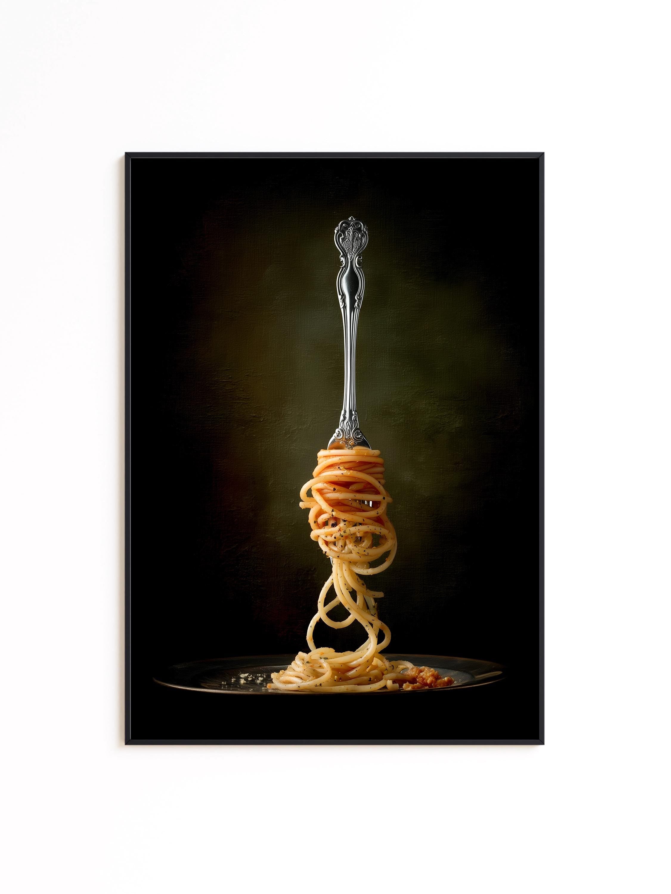 Gothic Kitchen Art Print, Moody Pasta Wall Art, Dark Food Decor