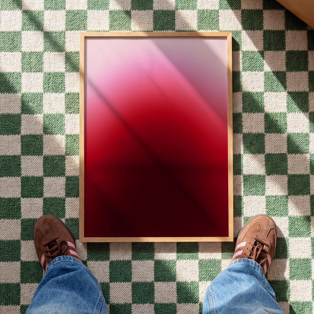 Red Gradient Abstract Art Print, Minimal Modern Wall Decor, Bold Contemporary Vertical Artwork Print