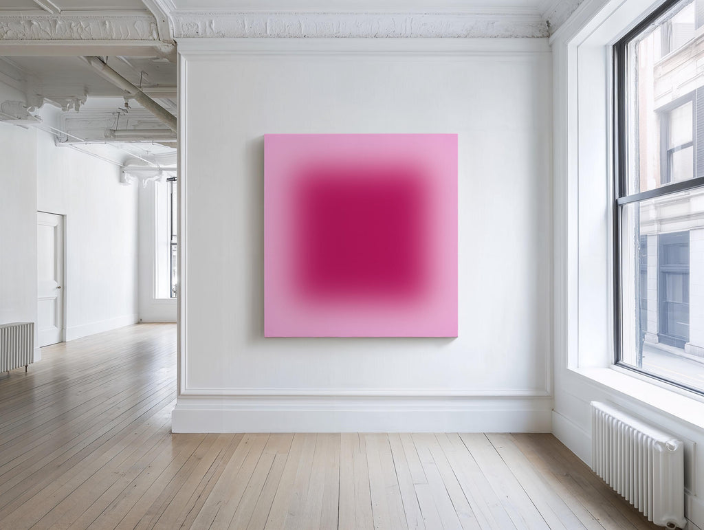 Pink Abstract Wall Art, Minimalist Magenta Ombre Canvas Home Decor, Large Canvas Art
