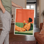 Black Woman Art Print, Afrocentric Wall Art, Orange Wine Poster