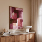 Burgundy Abstract Art Print, Pink Brushstroke Painting, Modern Wall Decor