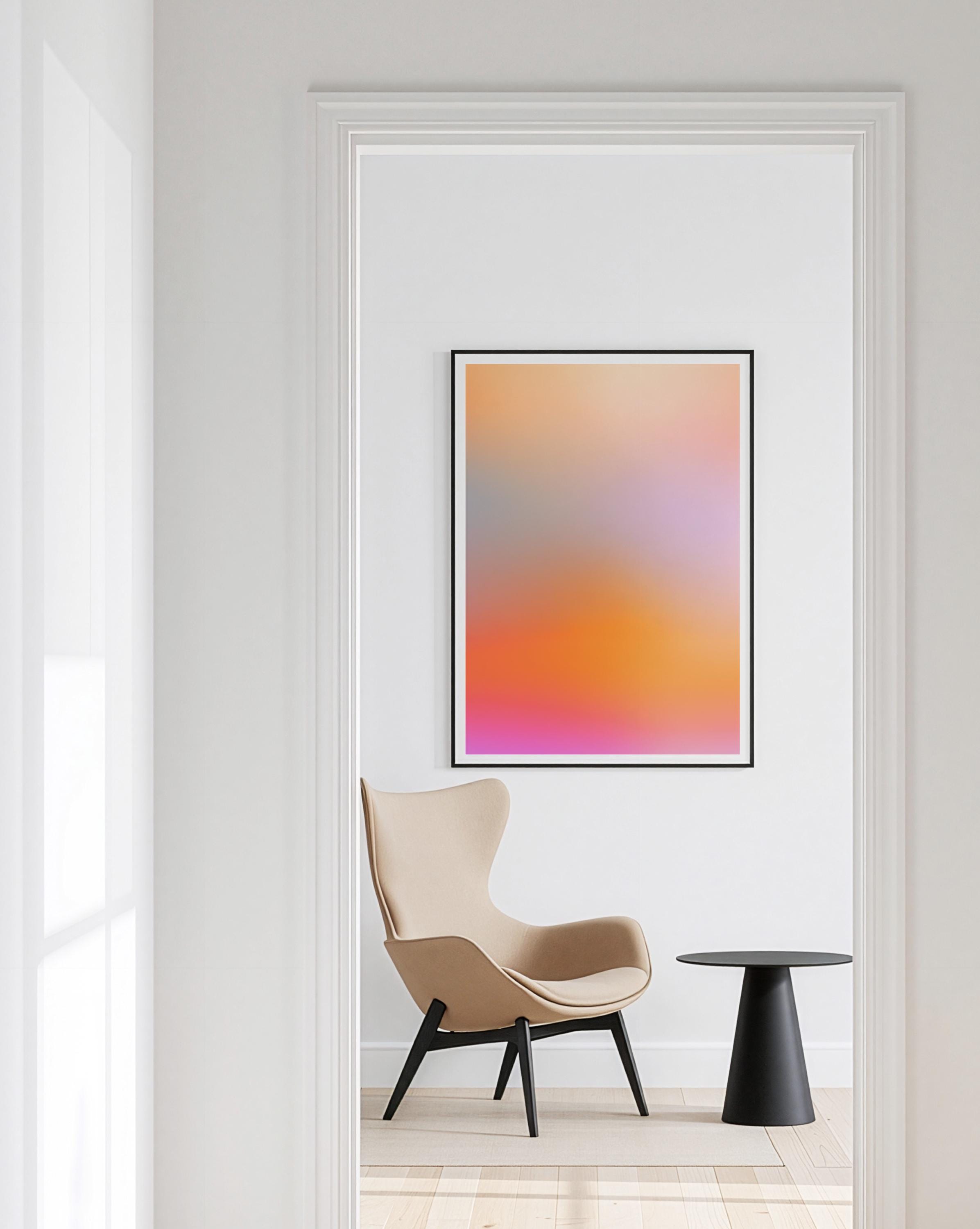 Orange Gradient Art Print, Peach Pink Abstract Poster, Modern Wall Decor