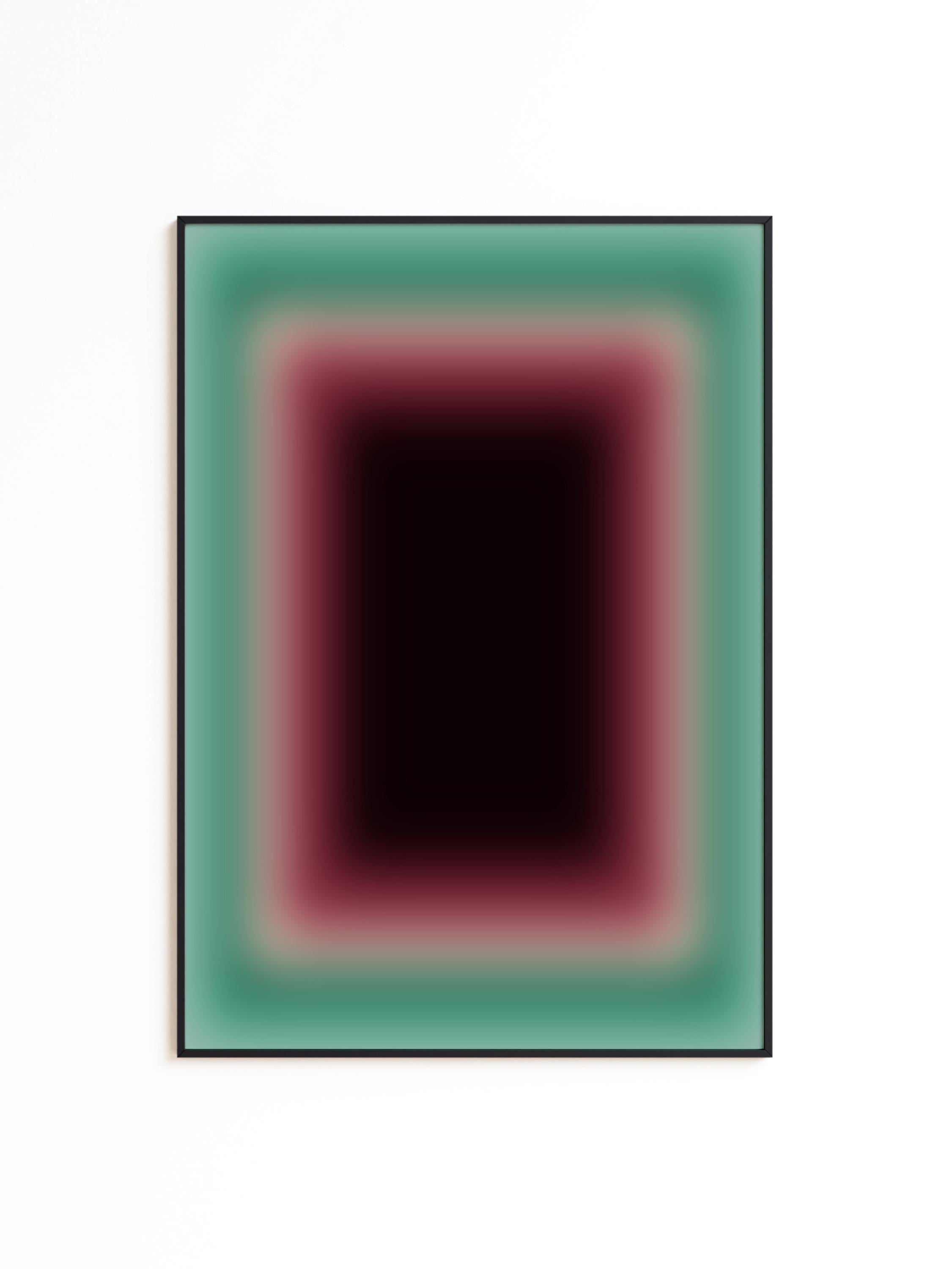 Burgundy Wall Art Print, Teal Green Gradient Abstract, Moody Modern Decor