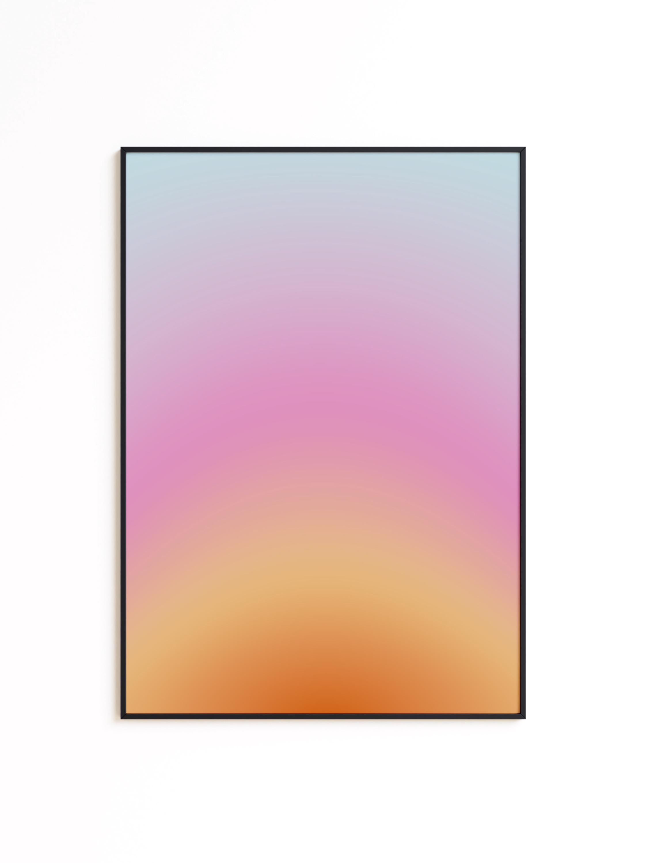 Pastel Sunset Gradient Print, Soft Abstract Wall Art, Pink Orange Blue Modern Decor