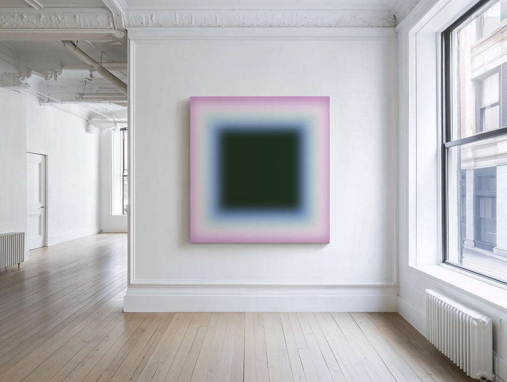 Green Lavender Gradient Abstract Art Print, Soft Glow Minimal Modern Wall Decor