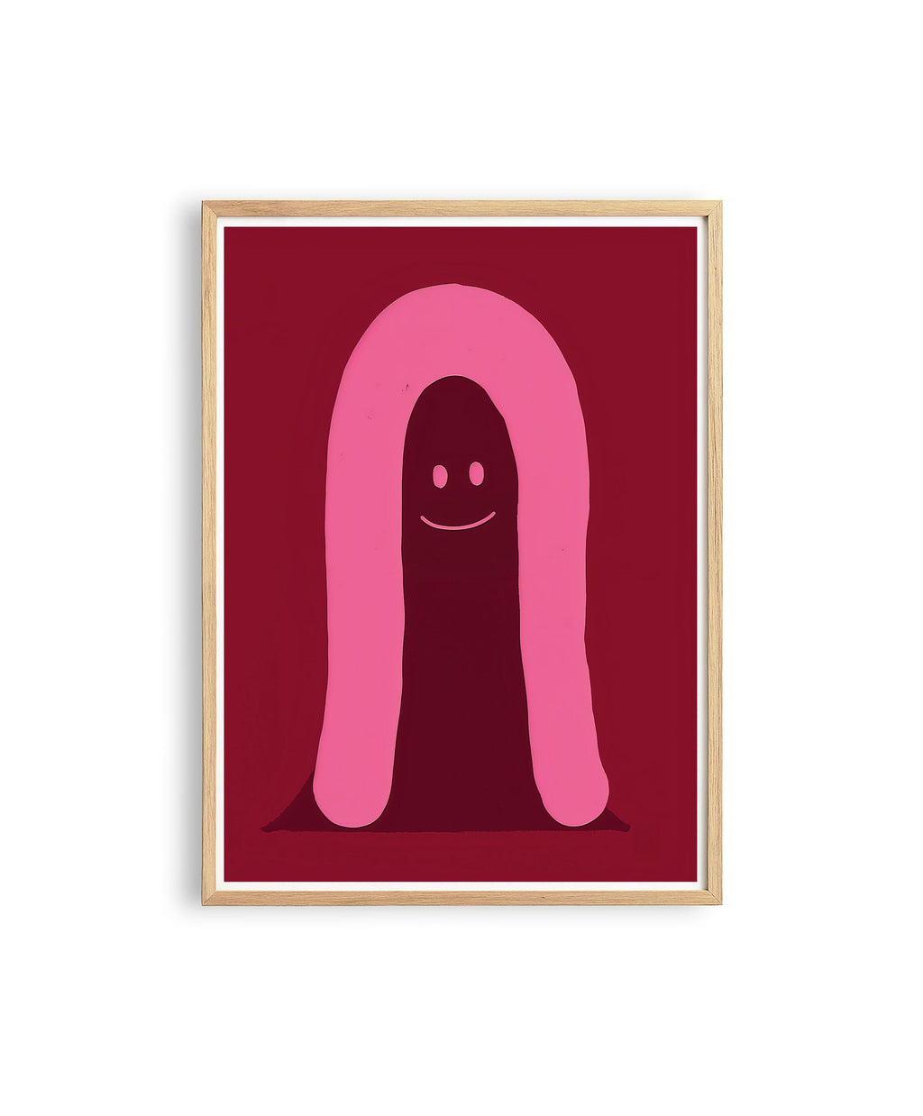 Pink Character Abstract Face Print, Playful Modern Illustration Poster