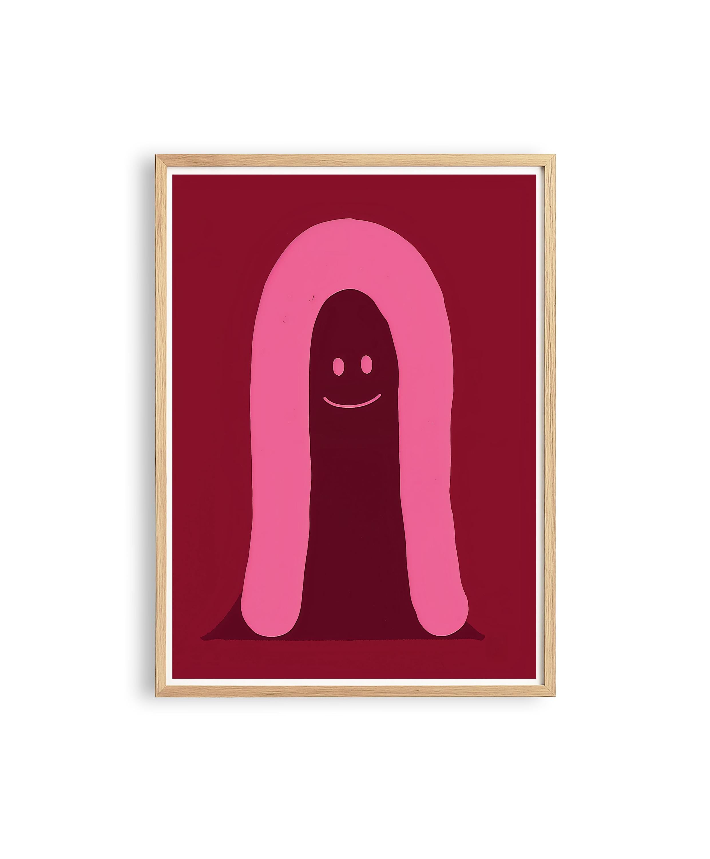 Pink Character Abstract Face Print, Playful Modern Illustration Poster