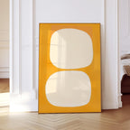 Mid Century Abstract Print, Warm Yellow Organic Shapes, Scandinavian Wall Decor