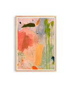 Pastel Abstract Art Print, Coral Green Painterly Poster, Soft Modern Wall Decor