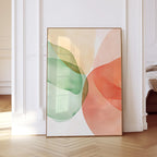 Sage Green Peach Abstract Wall Art, Soft Pastel Shape Print, Minimal Modern Decor