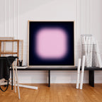 Navy Pink Wall Art Print, Soft Glow Abstract, Square Modern Wall Decor, Gradient Art