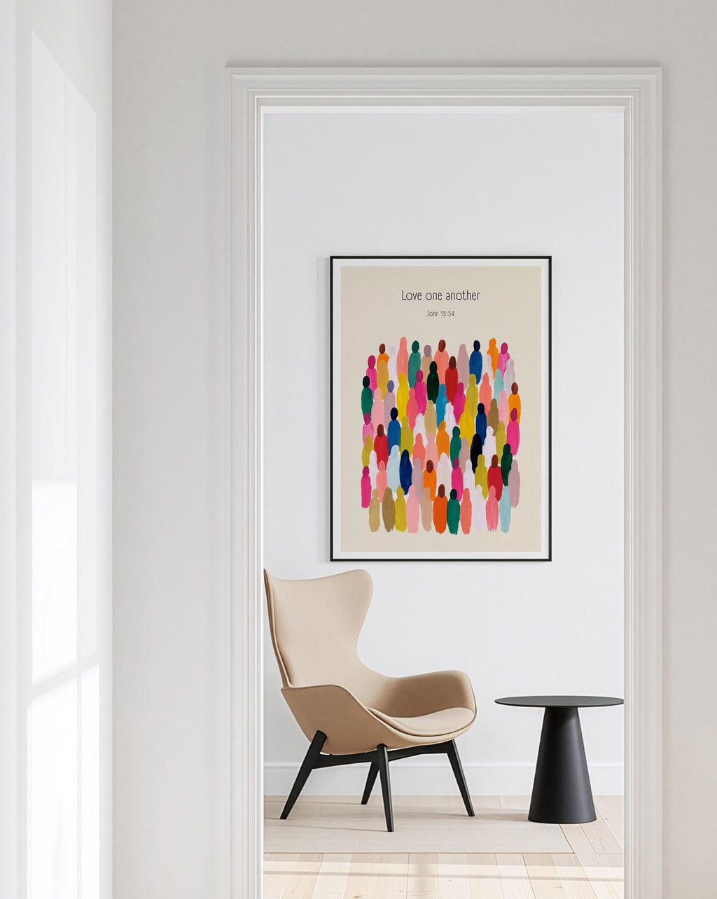 Love One Another Wall Art Print, John 13 34 Christian Bible Verse Poster