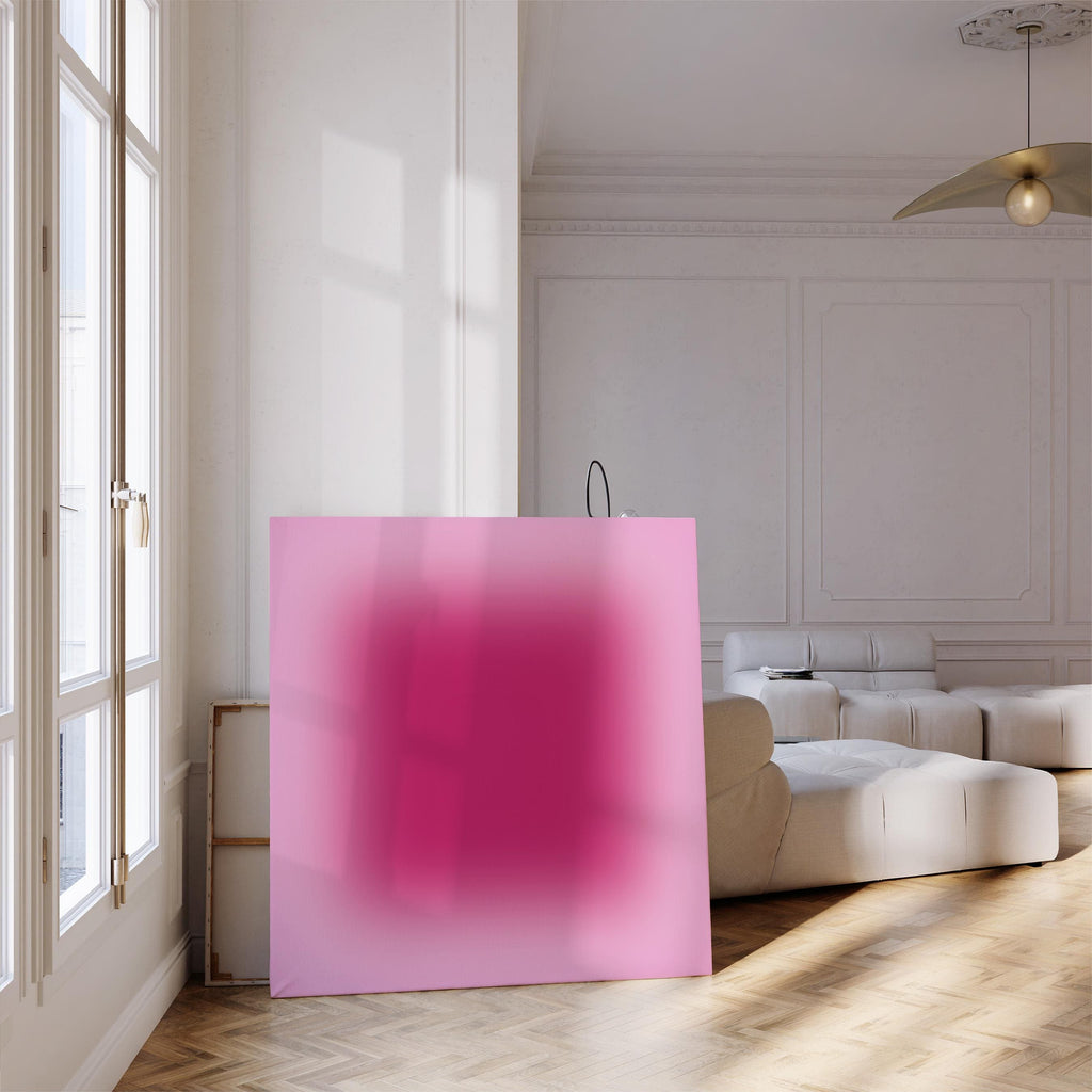 Pink Abstract Wall Art, Minimalist Magenta Ombre Canvas Home Decor, Large Canvas Art