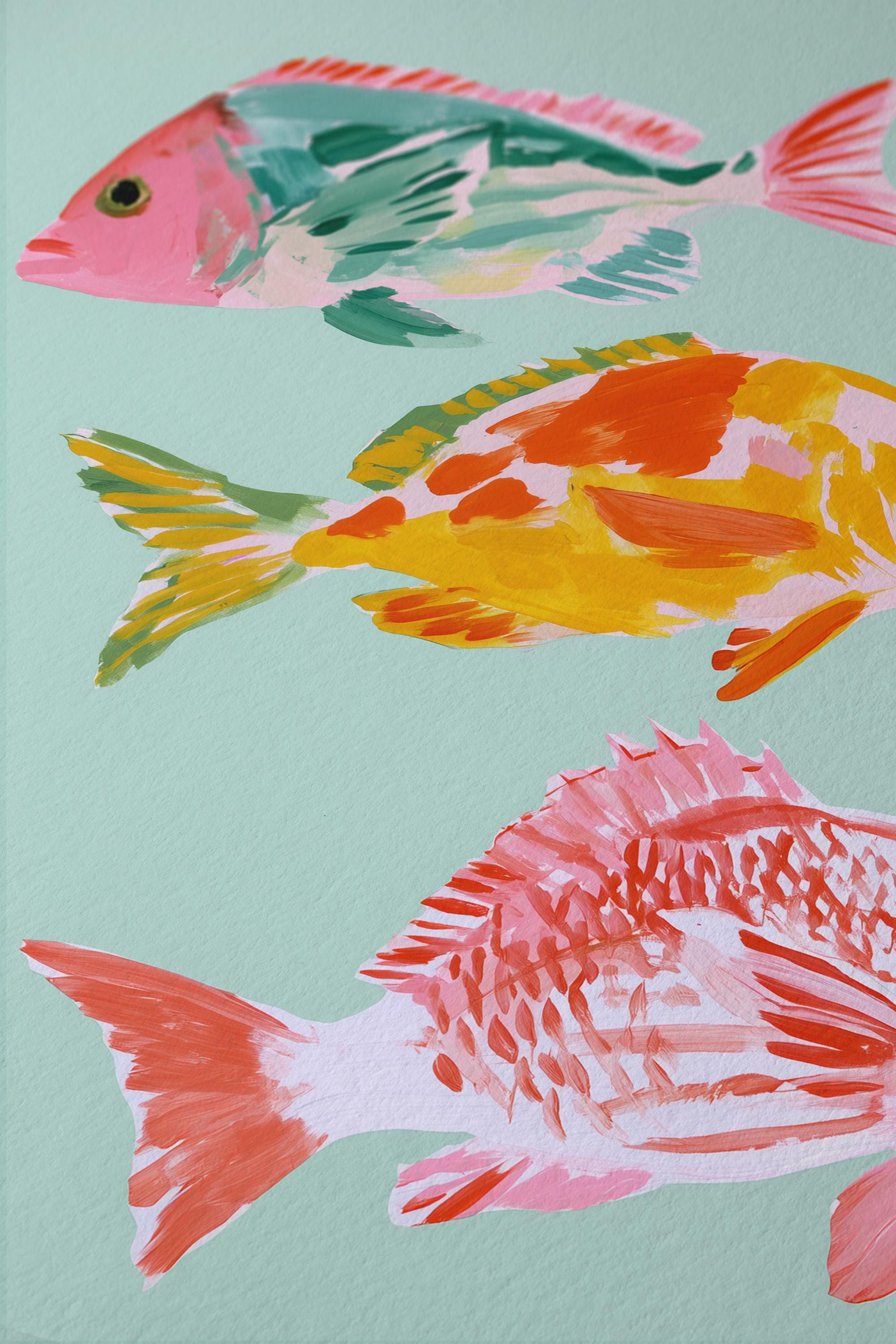 Fish Wall Art Print, Colorful Coastal Fish Poster, Nautical Bathroom Decor