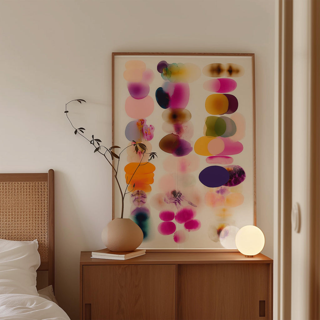 Colorful Abstract Shapes Print, Modern Organic Composition Wall Art