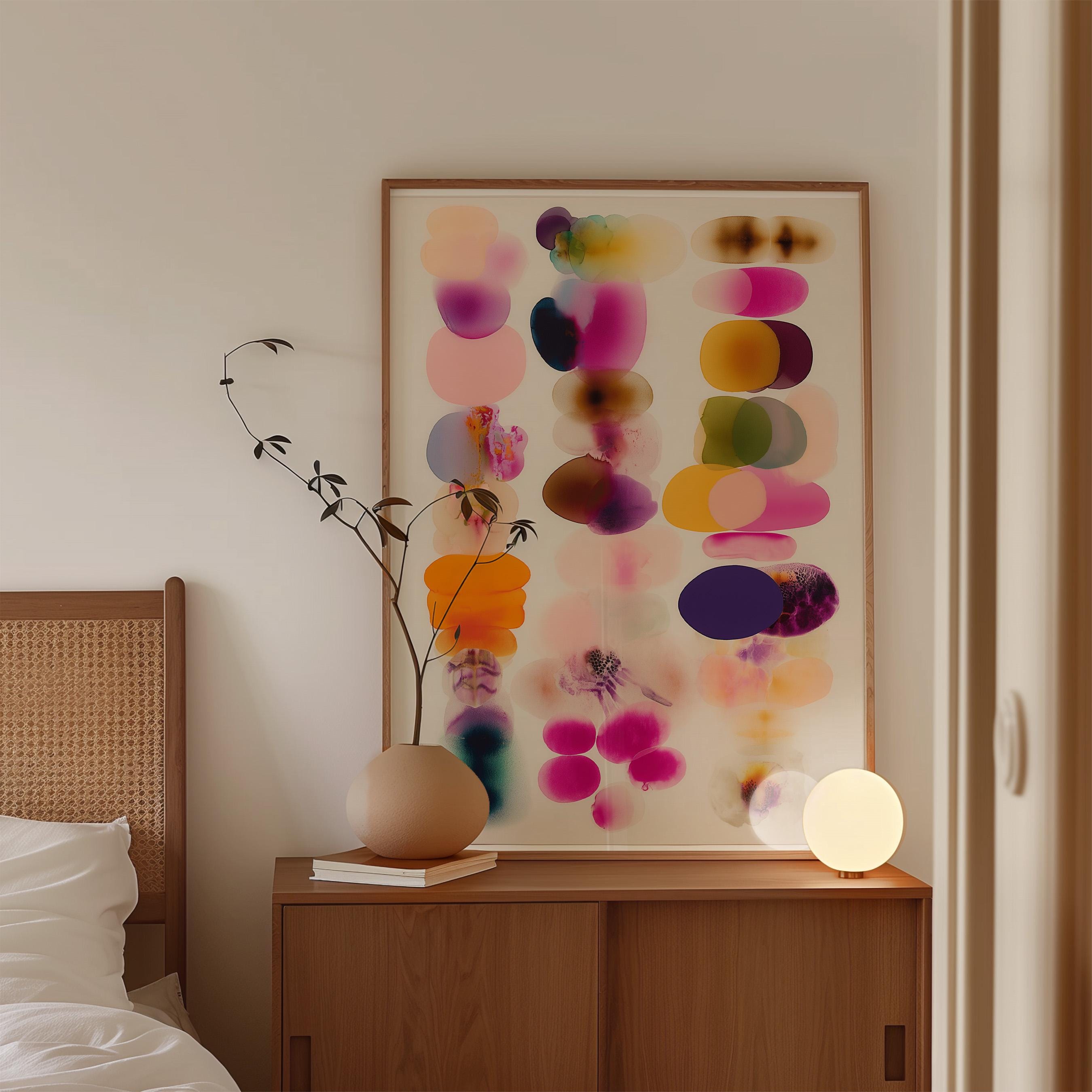 Colorful Abstract Shapes Print, Modern Organic Composition Wall Art