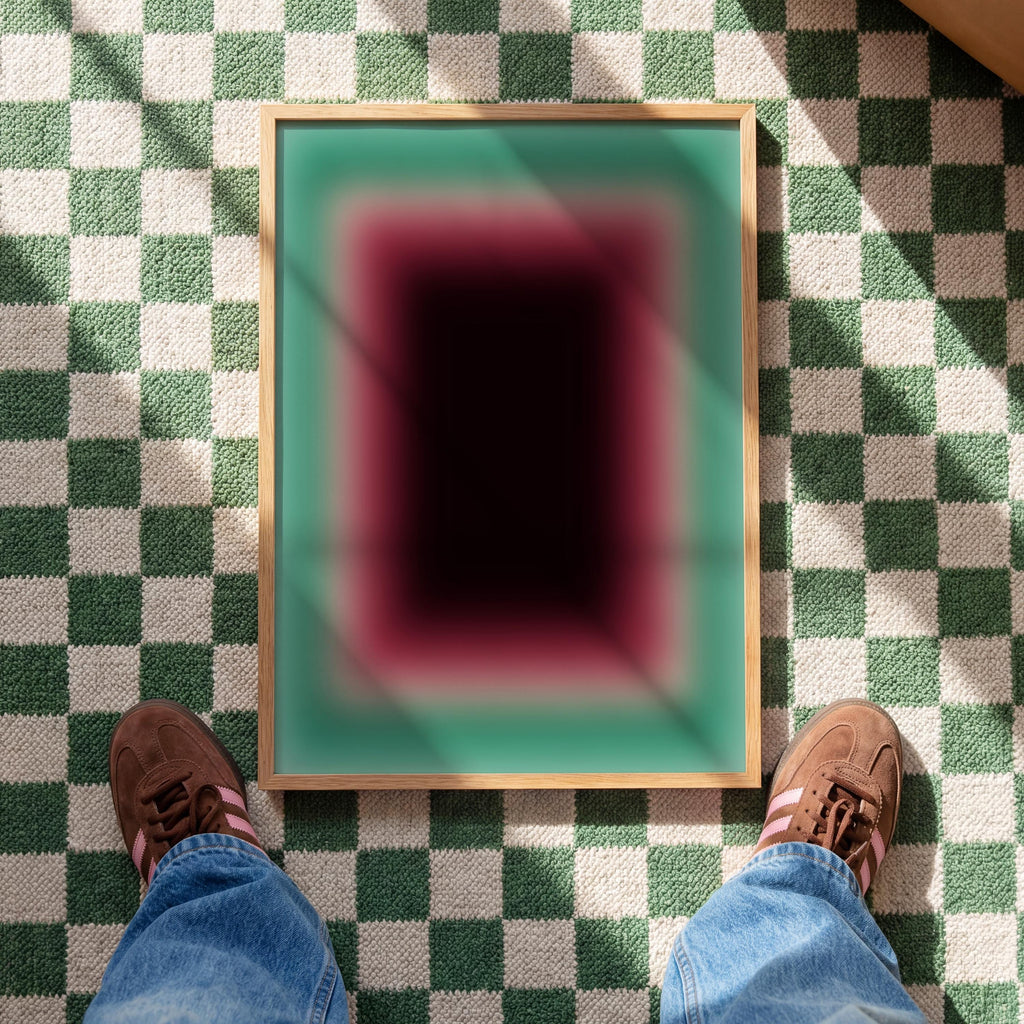 Burgundy Wall Art Print, Teal Green Gradient Abstract, Moody Modern Decor