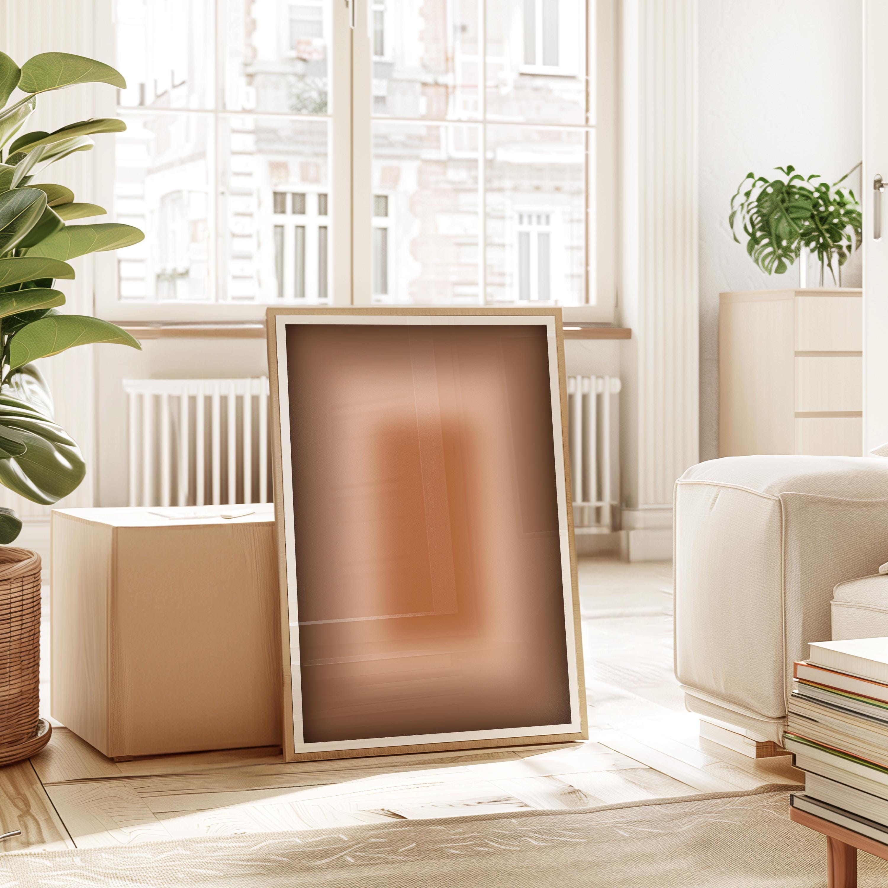 Warm Brown Gradient Abstract Art Print, Neutral Minimalist Poster, Cozy Modern Home Decor
