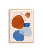 Orange Blue Abstract Art Print, Mid Century Modern Poster, Geometric Wall Decor
