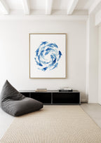 Fish Wall Art Print, Blue Watercolor Fish Poster, Coastal Bathroom Decor