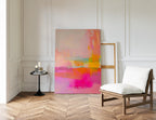 Pink Orange Abstract Wall Art Print, Modern Gradient Artwork for Living Room