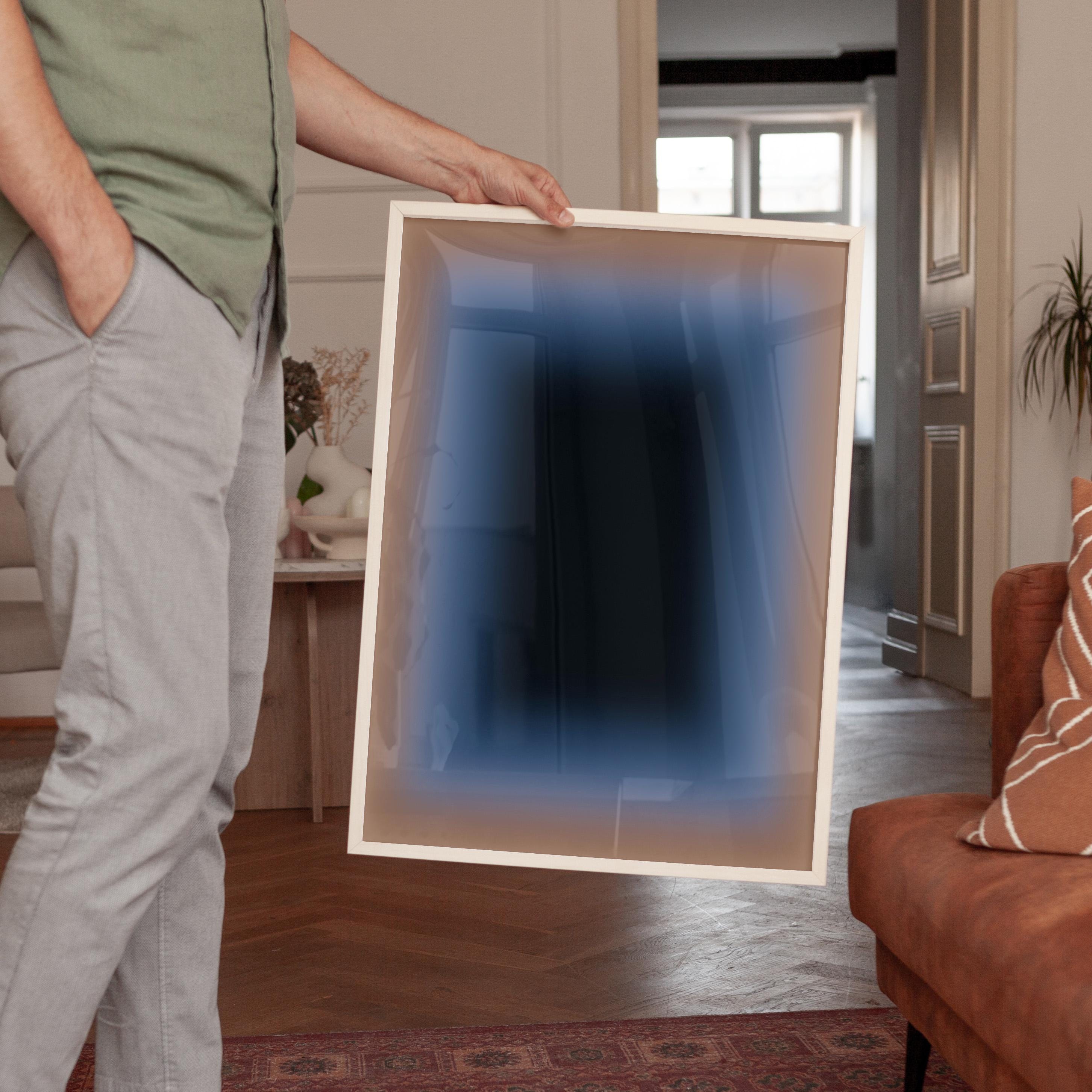 Moody Abstract Art Print, Taupe Blue Gradient, Minimal Modern Wall Decor
