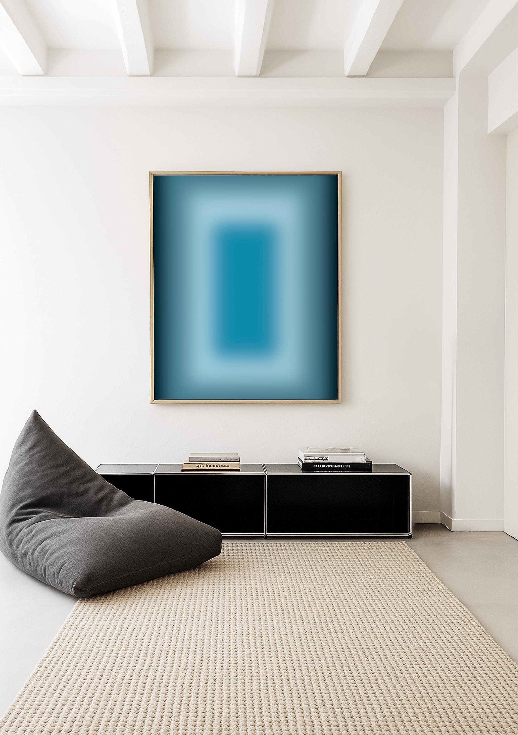 Blue Aura Art Print, Teal Gradient Poster, Moody Modern Wall Decor