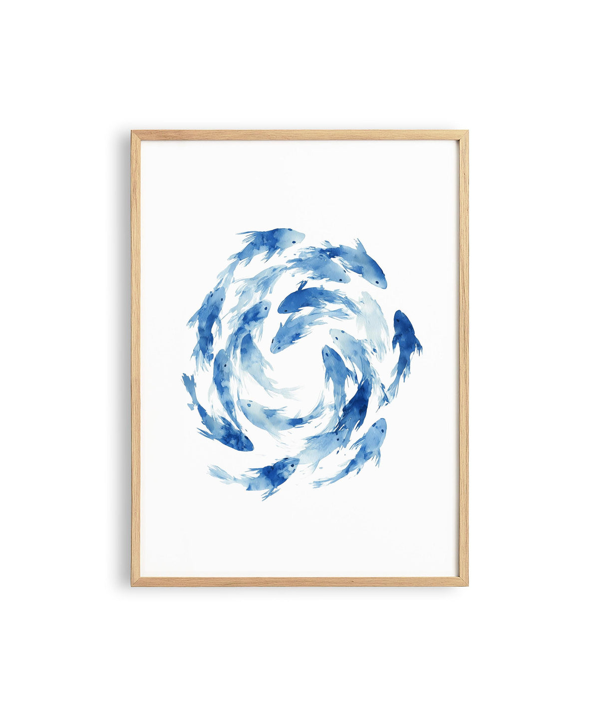 Fish Wall Art Print, Blue Watercolor Fish Poster, Coastal Bathroom Decor