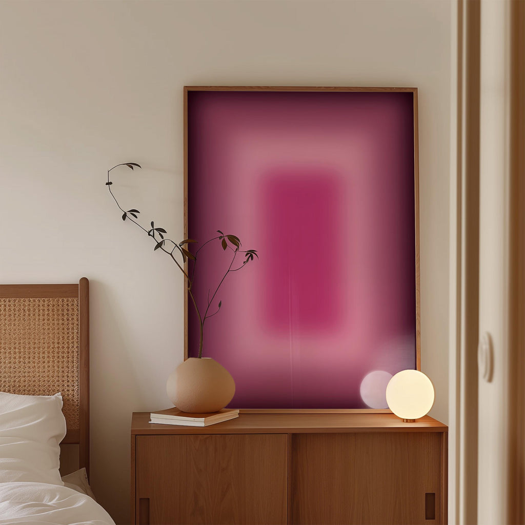 Pink Aura Art Print, Magenta Gradient Poster, Soft Glow Wall Decor