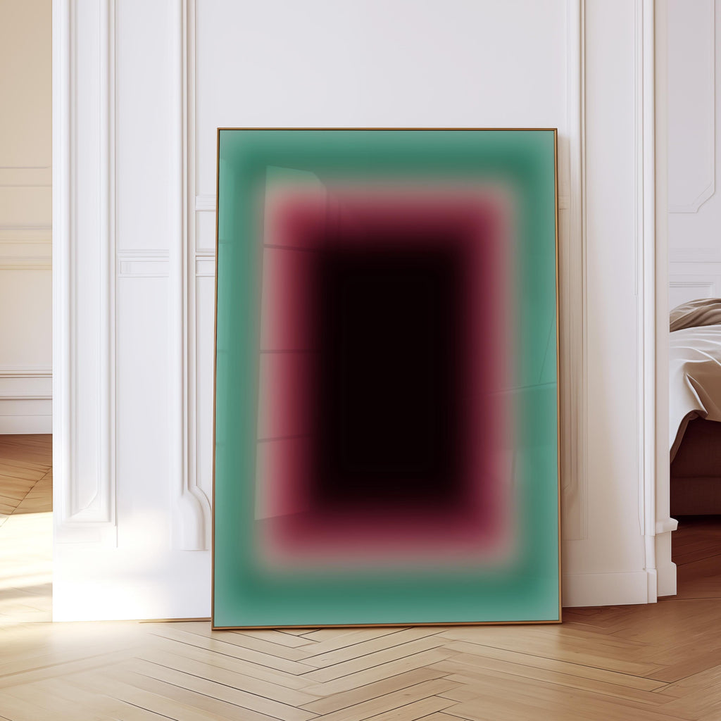 Burgundy Wall Art Print, Teal Green Gradient Abstract, Moody Modern Decor
