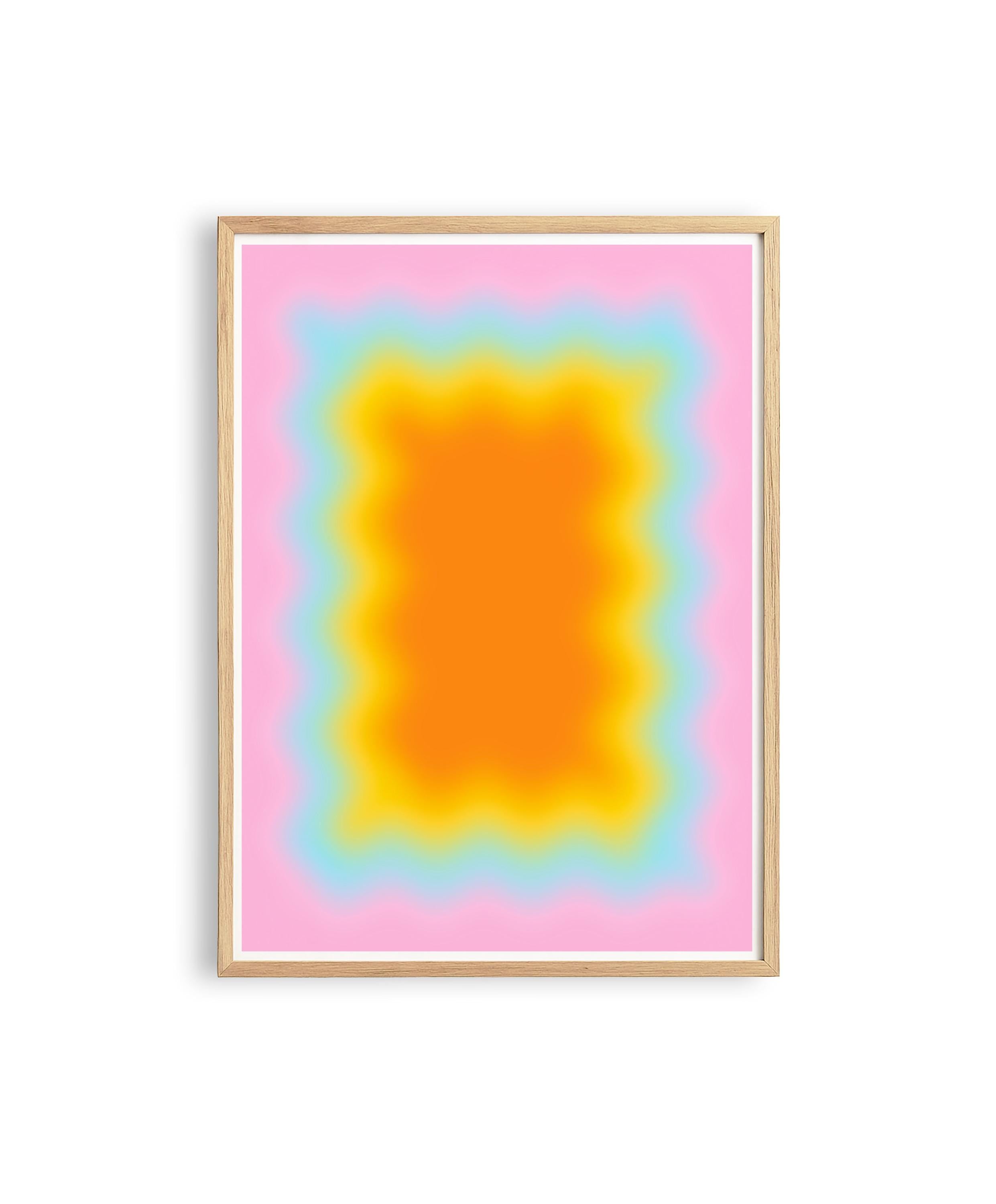 Pastel Abstract Art Print, Candy Color Gradient, Pink Wavy Wall Decor, Kids Nursery Canvas Wall Art