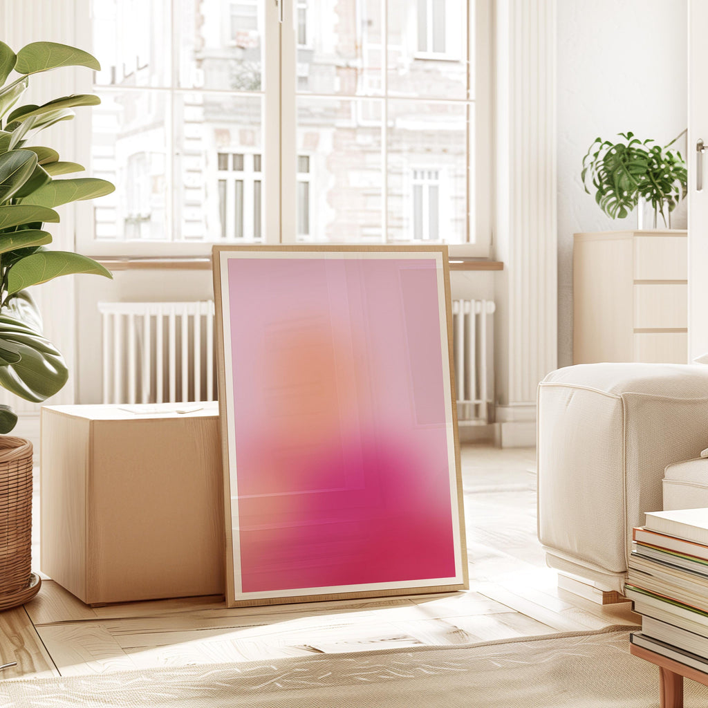 Pink Aura Gradient Print, Abstract Spiritual Wall Art, Soft Pastel Minimal Decor