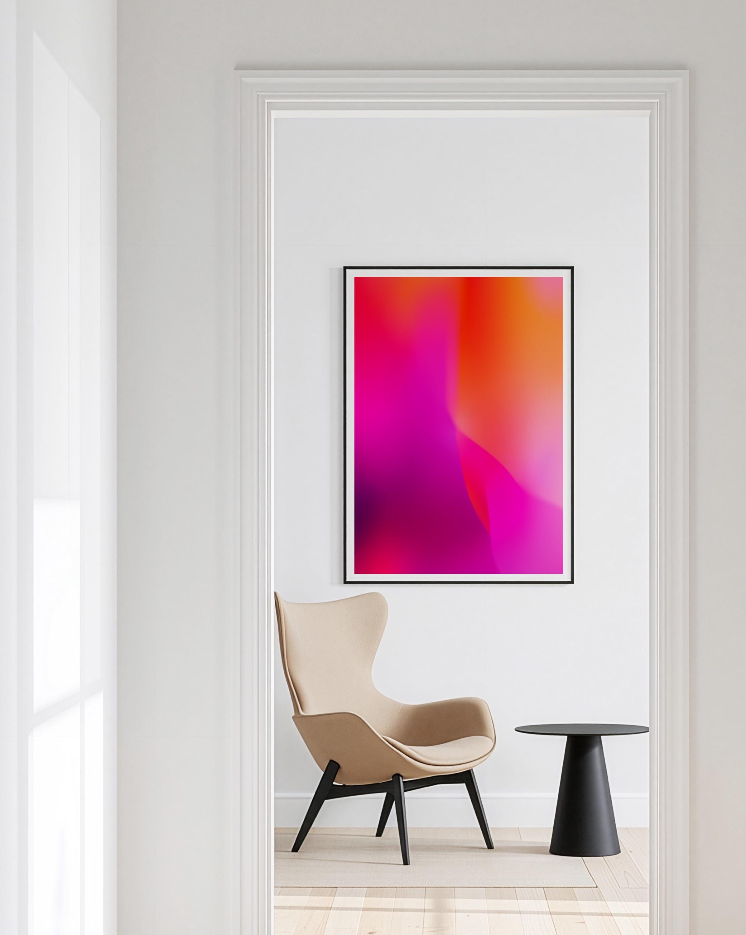 Neon Purple Gradient Wall Art Printable, Vaporwave Aesthetic Poster, Bold Abstract Modern Decor, Glow Effect