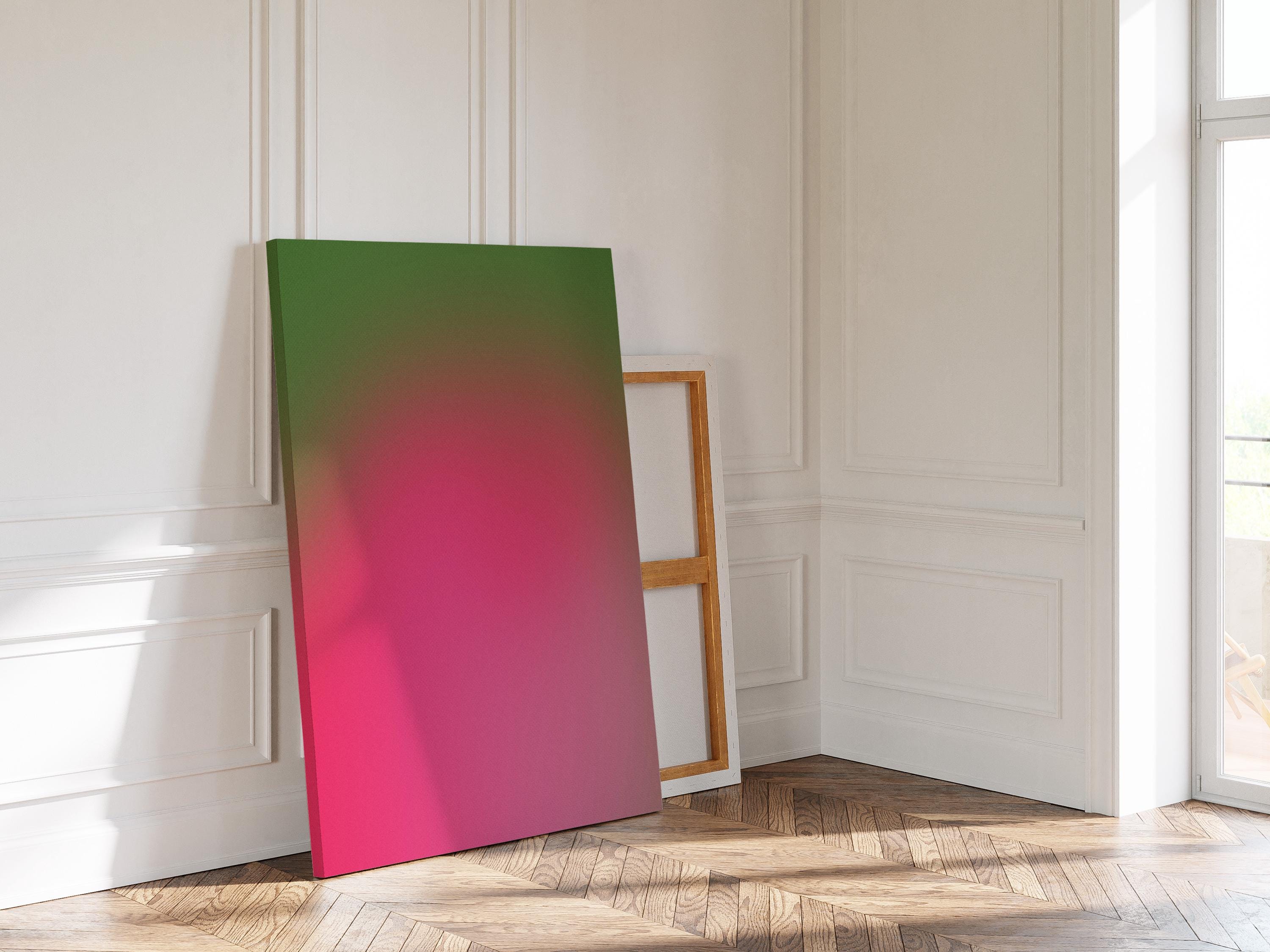Green Gradient Art Print, Pink Abstract Poster, Vintage Grain Wall Decor