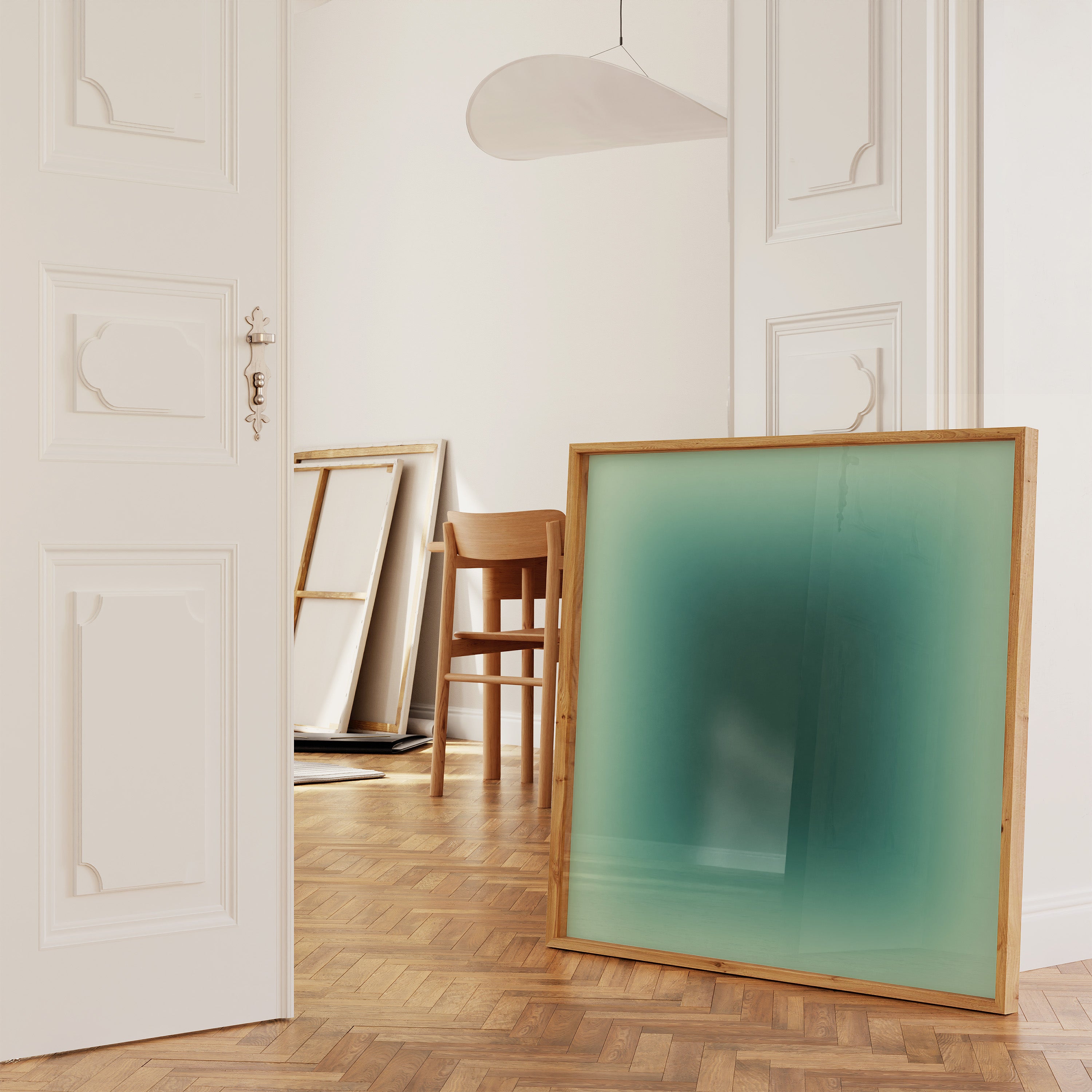 gradient abstract canvas in emerald and mint tones