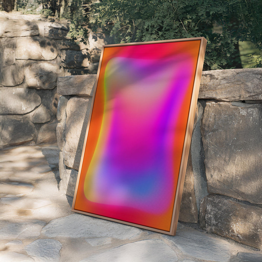 Pink Orange Aura Print, Neon Gradient Wall Art, Lilac Glow Abstract Decor