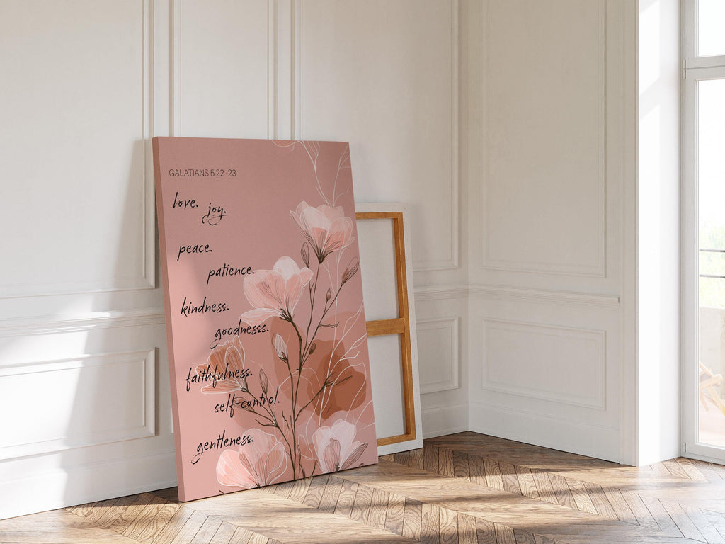 Fruit of the Spirit Wall Art Print, Floral Galatians Poster, Christian Decor