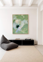 Sage Green Abstract Art Print, Soft Floral Painting, Botanical Wall Decor