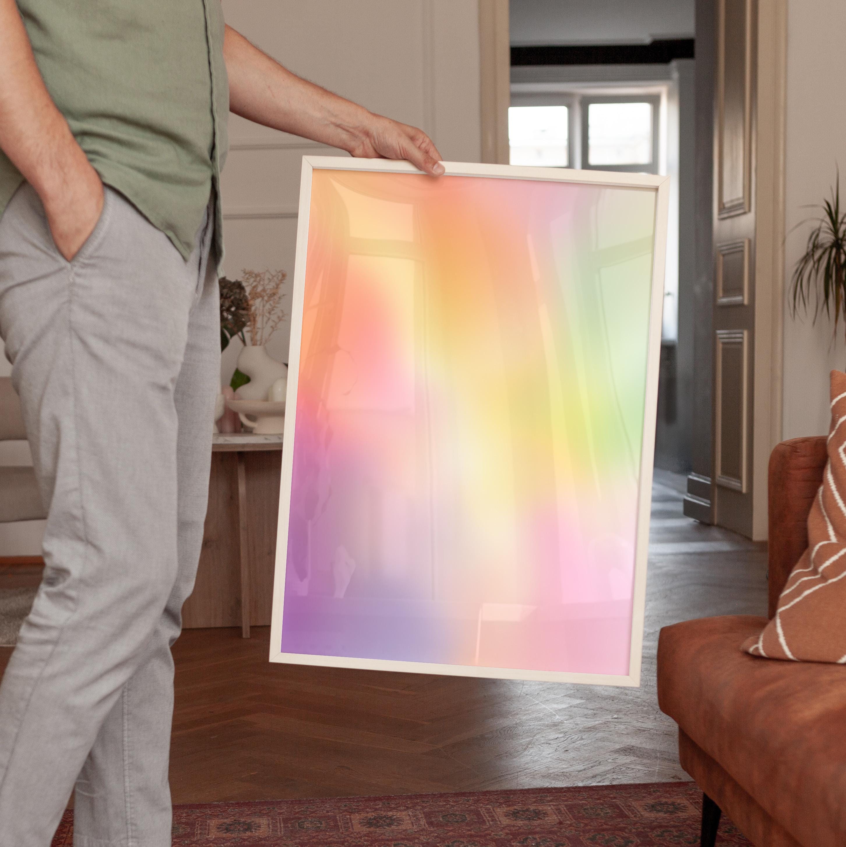 Pastel Gradient Art Print, Dreamy Rainbow Abstract Poster, Soft Color Wall Decor
