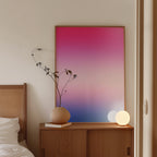 Pink Blue Gradient Wall Art, Minimalist Abstract Print, Modern Bedroom Decor