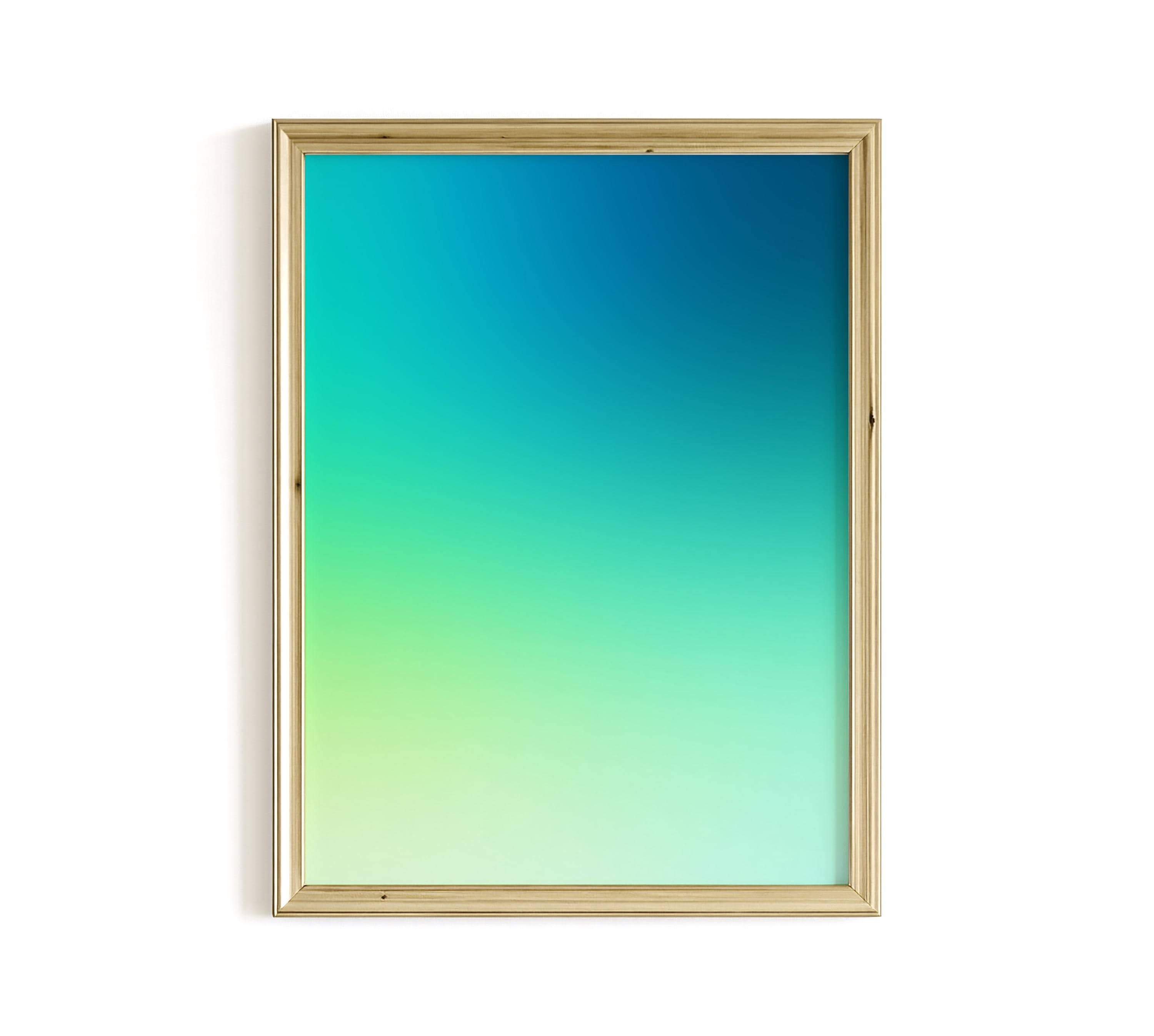 Blue Green Gradient Poster, Minimalist Abstract Print, Modern Color Field Wall Art