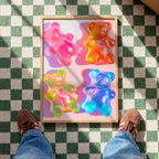 Gummy Bear Wall Art, Neon Pop Art Print, Modern Candy Decor