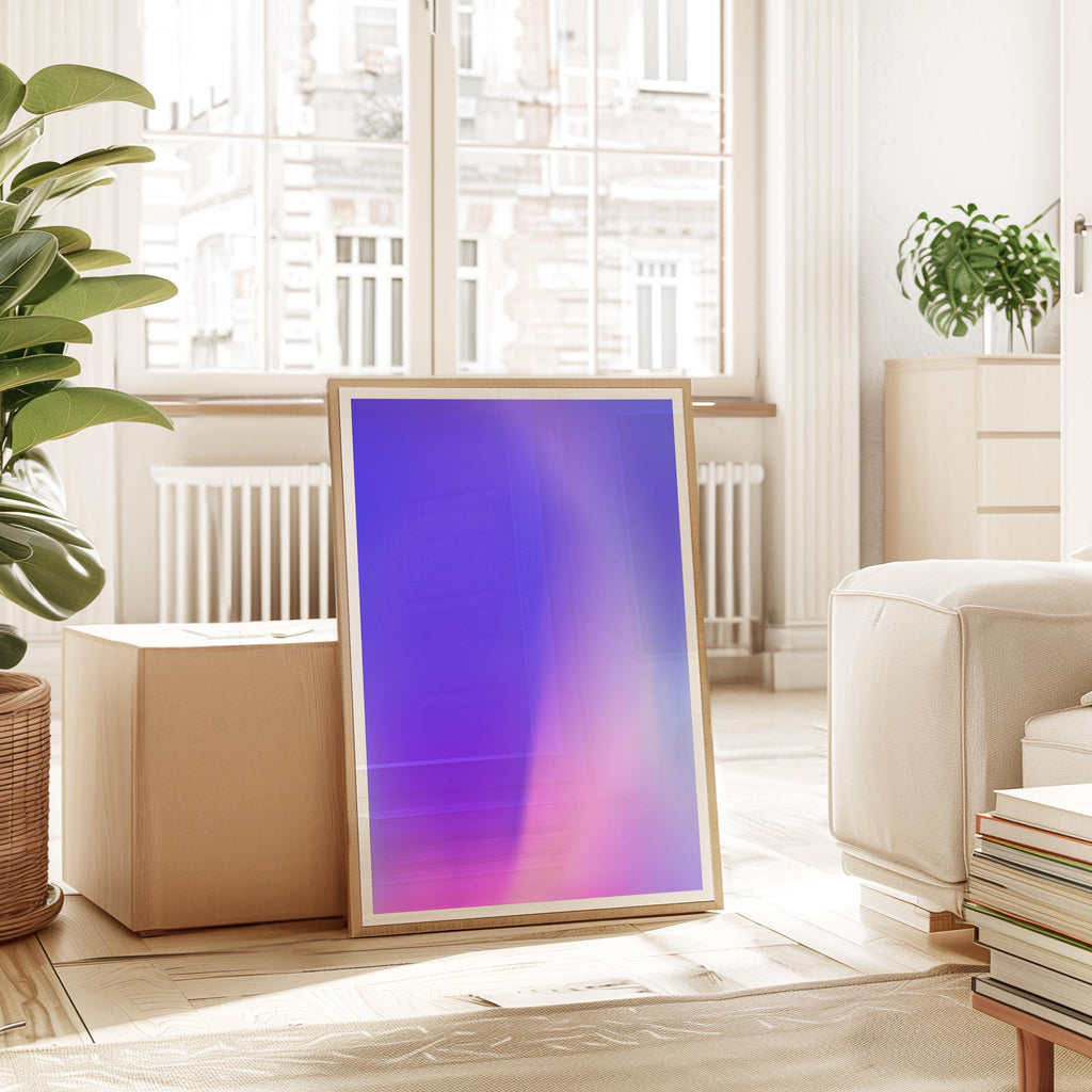 Neon Purple Gradient Printable Wall Art, Abstract Modern Poster, Pink Lavender Minimal Decor