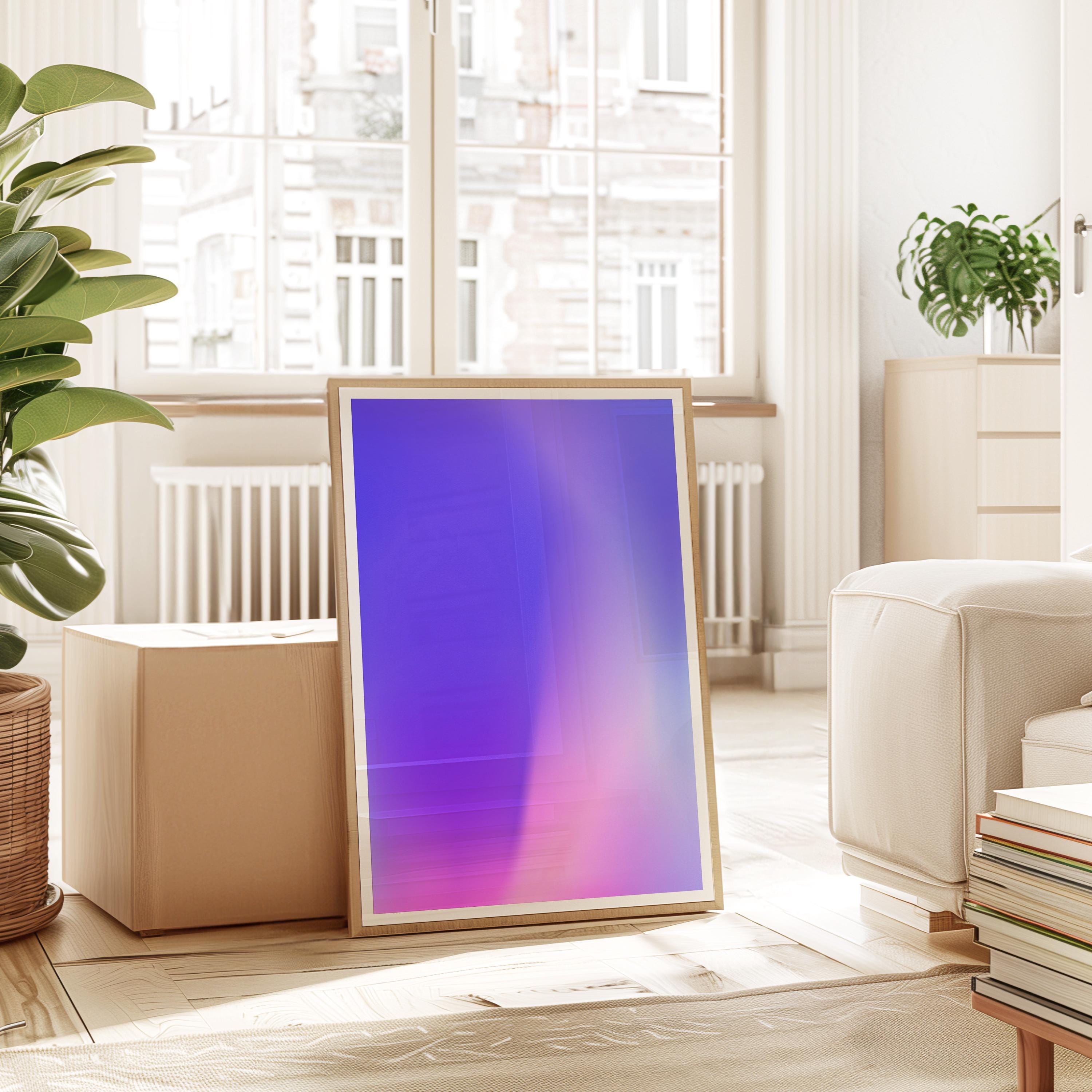 Neon Purple Gradient Printable Wall Art, Abstract Modern Poster, Pink Lavender Minimal Decor